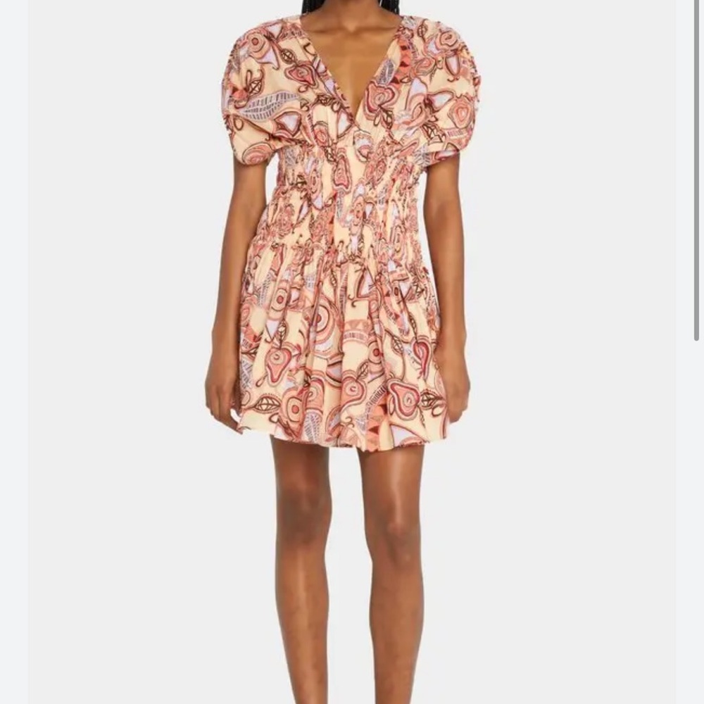 ALC Luna smocked printed minidress